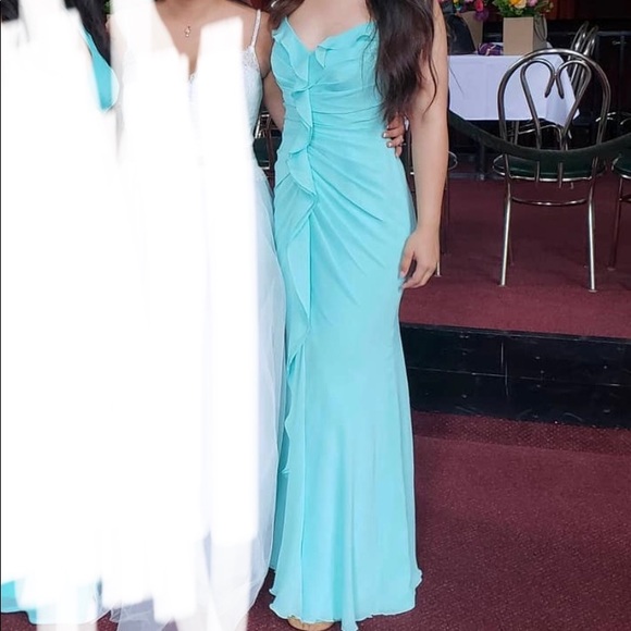 vera wang ruffle bridesmaid dress Long One-Shoulder Bridesmaid Dress with Ruffles